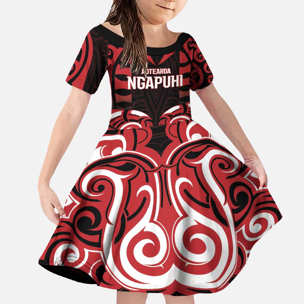 Custom Aotearoa Ngapuhi Family Matching Off Shoulder Maxi Dress and Hawaiian Shirt Maori Pattern New Zealand - Polynesian Pride