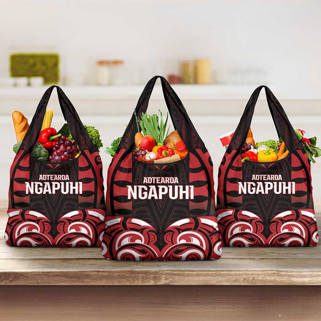 Aotearoa Ngapuhi Grocery Bag Maori Pattern New Zealand DT05 3-pack One Size Red - Polynesian Pride