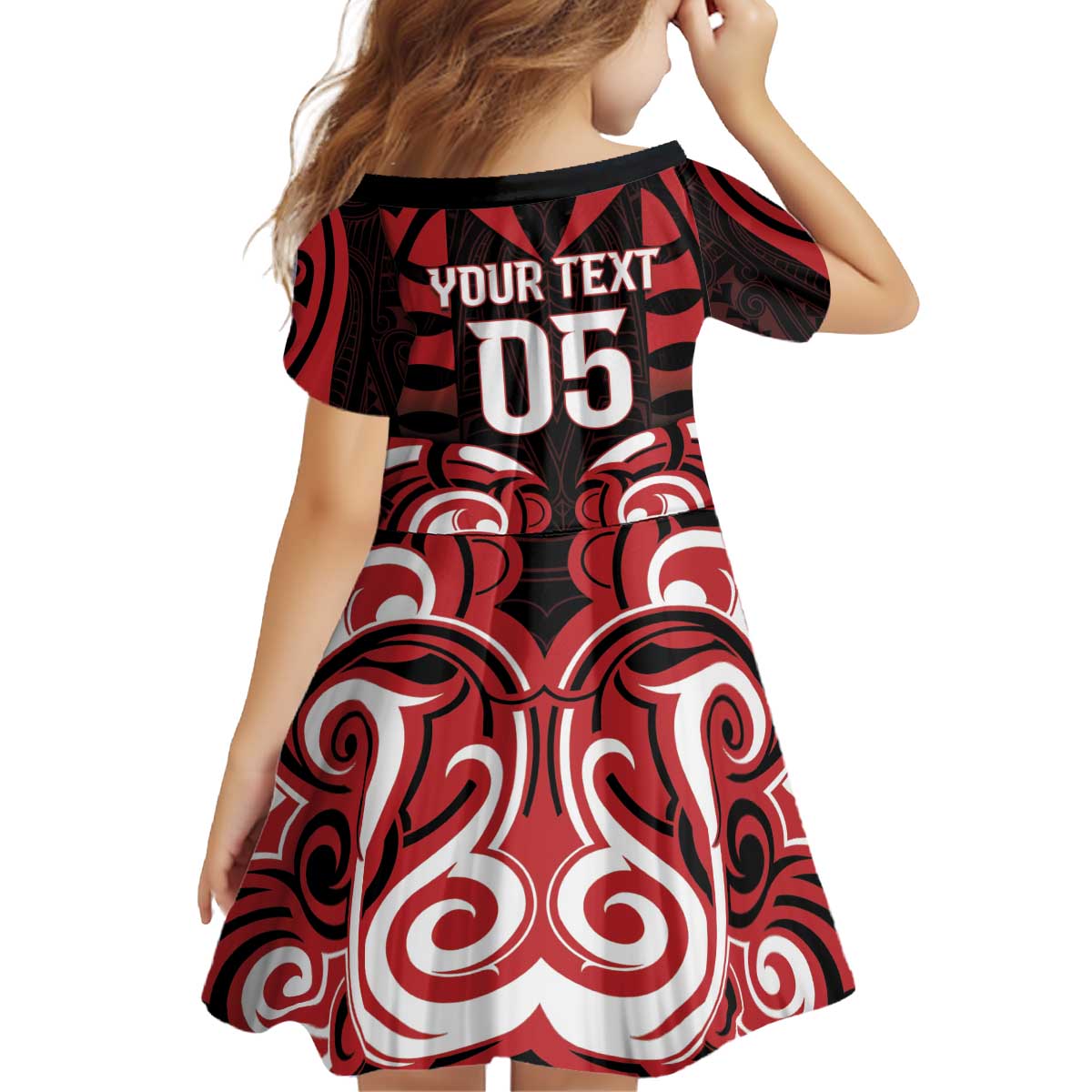 Custom Aotearoa Ngapuhi Kid Short Sleeve Dress Maori Pattern New Zealand - Polynesian Pride