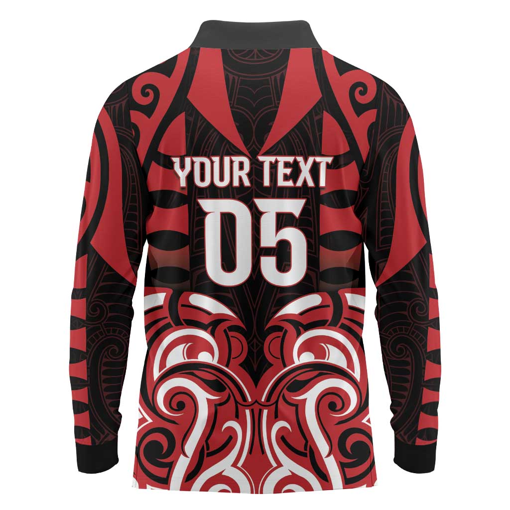 Custom Aotearoa Ngapuhi Long Sleeve Polo Shirt Maori Pattern New Zealand - Polynesian Pride