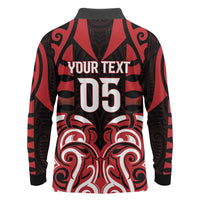 Custom Aotearoa Ngapuhi Long Sleeve Polo Shirt Maori Pattern New Zealand - Polynesian Pride