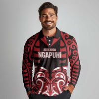Custom Aotearoa Ngapuhi Long Sleeve Polo Shirt Maori Pattern New Zealand - Polynesian Pride