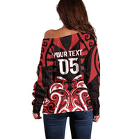 Custom Aotearoa Ngapuhi Off Shoulder Sweater Maori Pattern New Zealand - Polynesian Pride
