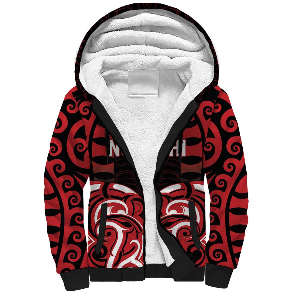 Custom Aotearoa Ngapuhi Sherpa Hoodie Maori Pattern New Zealand DT05 Unisex Red - Polynesian Pride