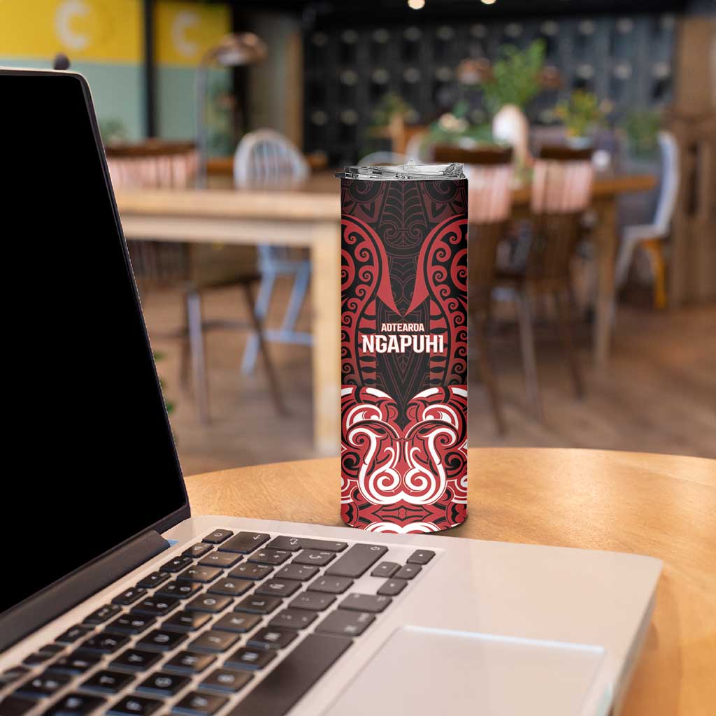 Custom Aotearoa Ngapuhi Skinny Tumbler Maori Pattern New Zealand - Polynesian Pride