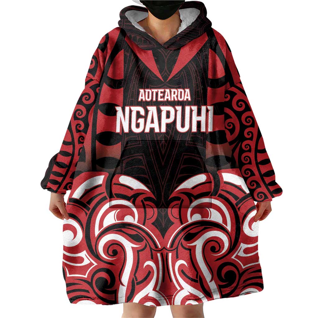 Custom Aotearoa Ngapuhi Wearable Blanket Hoodie Maori Pattern New Zealand DT05 - Polynesian Pride