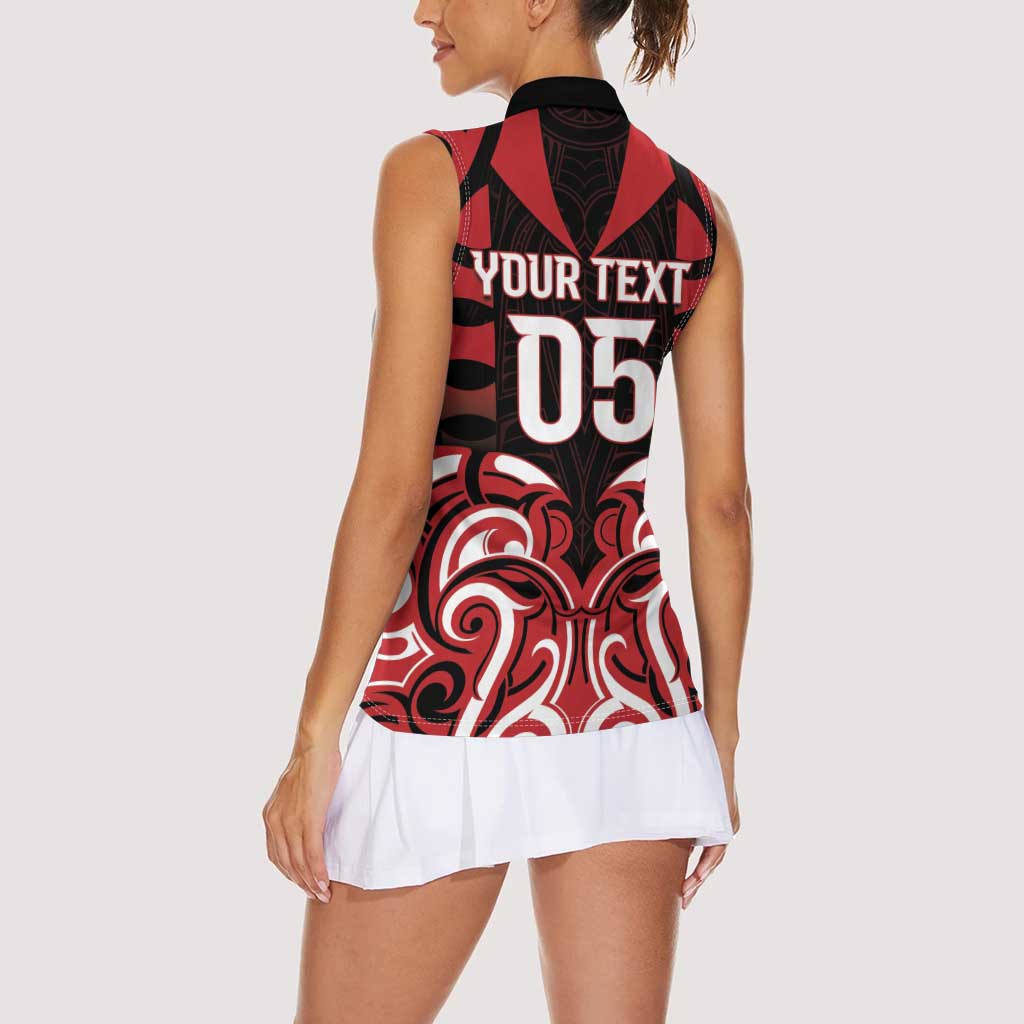 Custom Aotearoa Ngapuhi Women Sleeveless Polo Shirt Maori Pattern New Zealand - Polynesian Pride