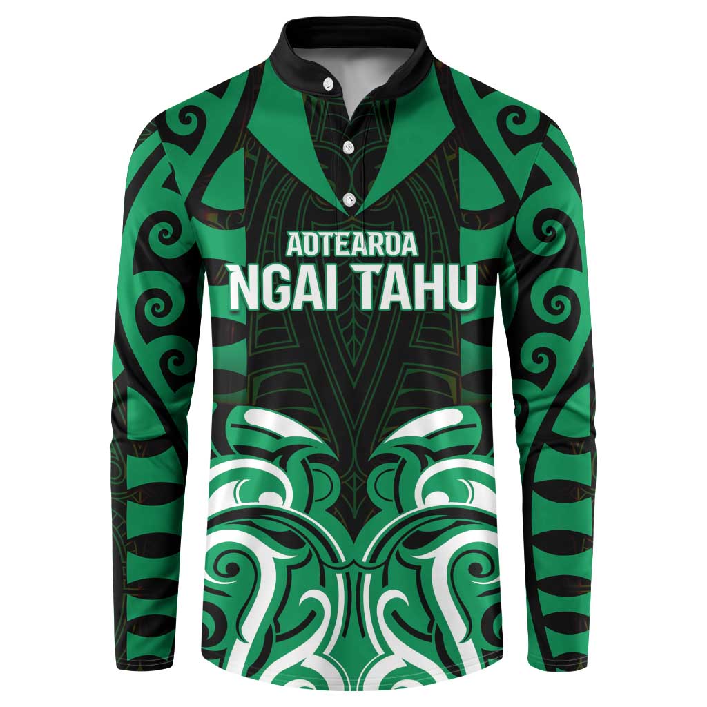 Custom Aotearoa Ngai Tahu Button Sweatshirt Maori Pattern New Zealand DT05 Green - Polynesian Pride