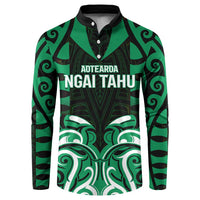 Custom Aotearoa Ngai Tahu Button Sweatshirt Maori Pattern New Zealand DT05 Green - Polynesian Pride