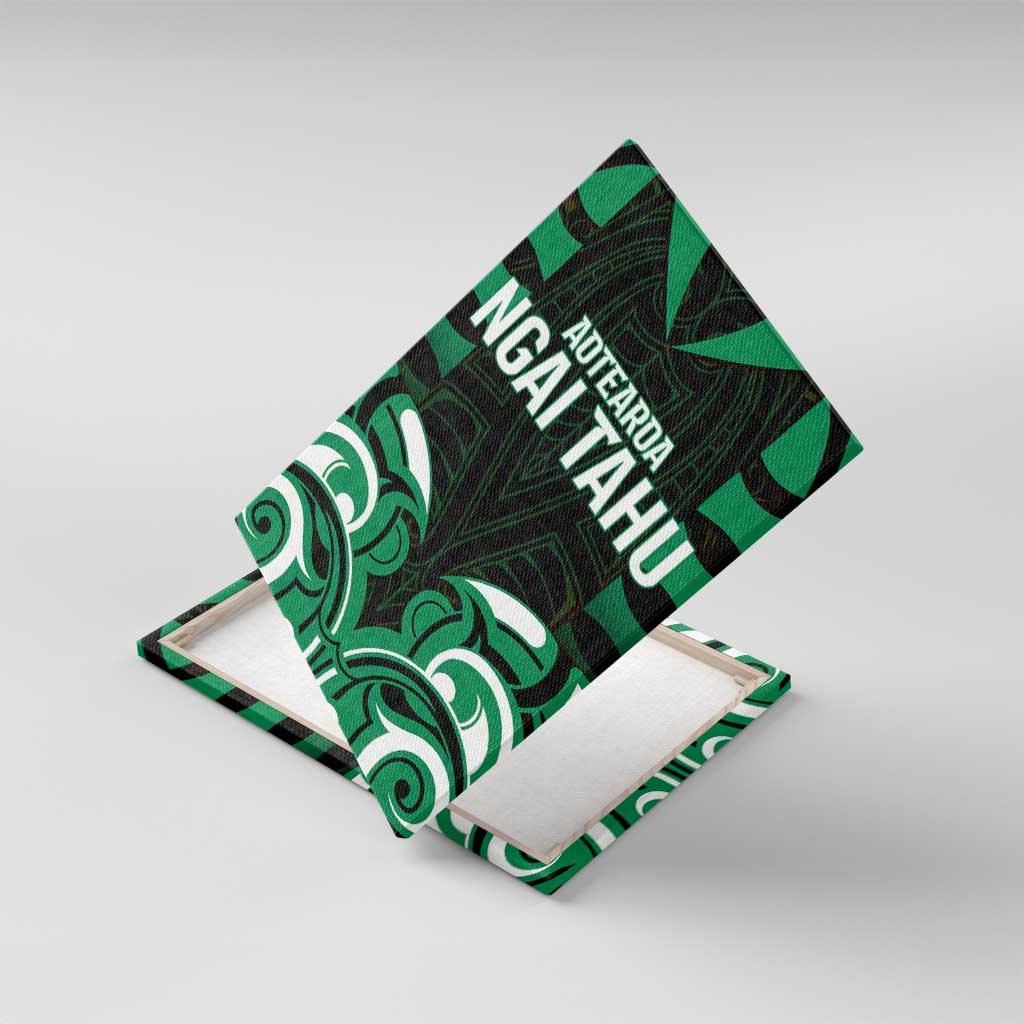 Aotearoa Ngai Tahu Canvas Wall Art Maori Pattern New Zealand DT05 With Frame Green - Polynesian Pride