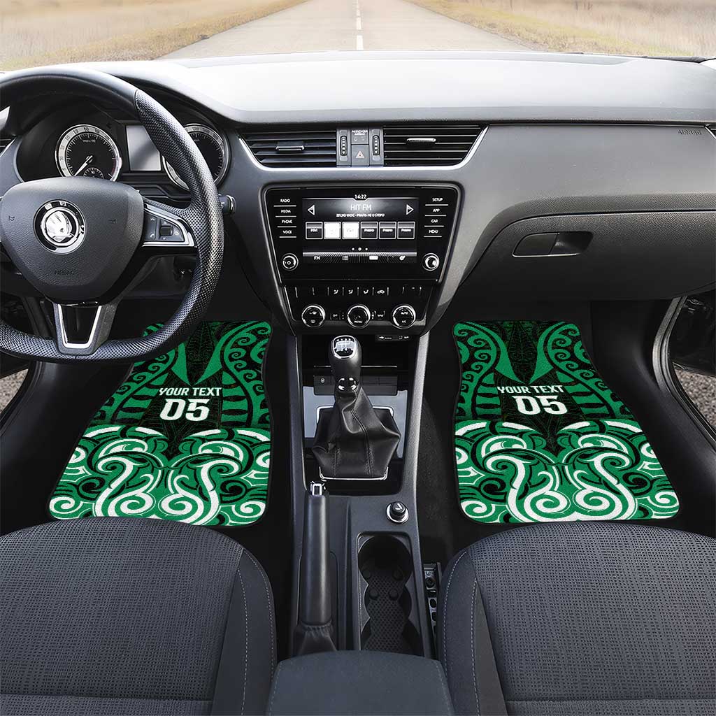 Aotearoa Ngai Tahu Car Mats Maori Pattern New Zealand DT05 Set 2pcs - Front Green - Polynesian Pride
