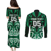 Custom Aotearoa Ngai Tahu Couples Matching Puletasi and Long Sleeve Button Shirt Maori Pattern New Zealand DT05 - Polynesian Pride