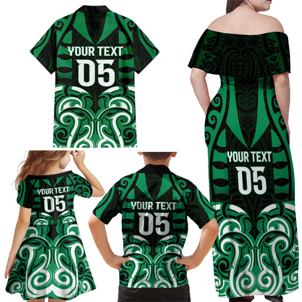 Custom Aotearoa Ngai Tahu Family Matching Off Shoulder Maxi Dress and Hawaiian Shirt Maori Pattern New Zealand - Polynesian Pride