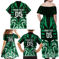 Custom Aotearoa Ngai Tahu Family Matching Off Shoulder Maxi Dress and Hawaiian Shirt Maori Pattern New Zealand - Polynesian Pride