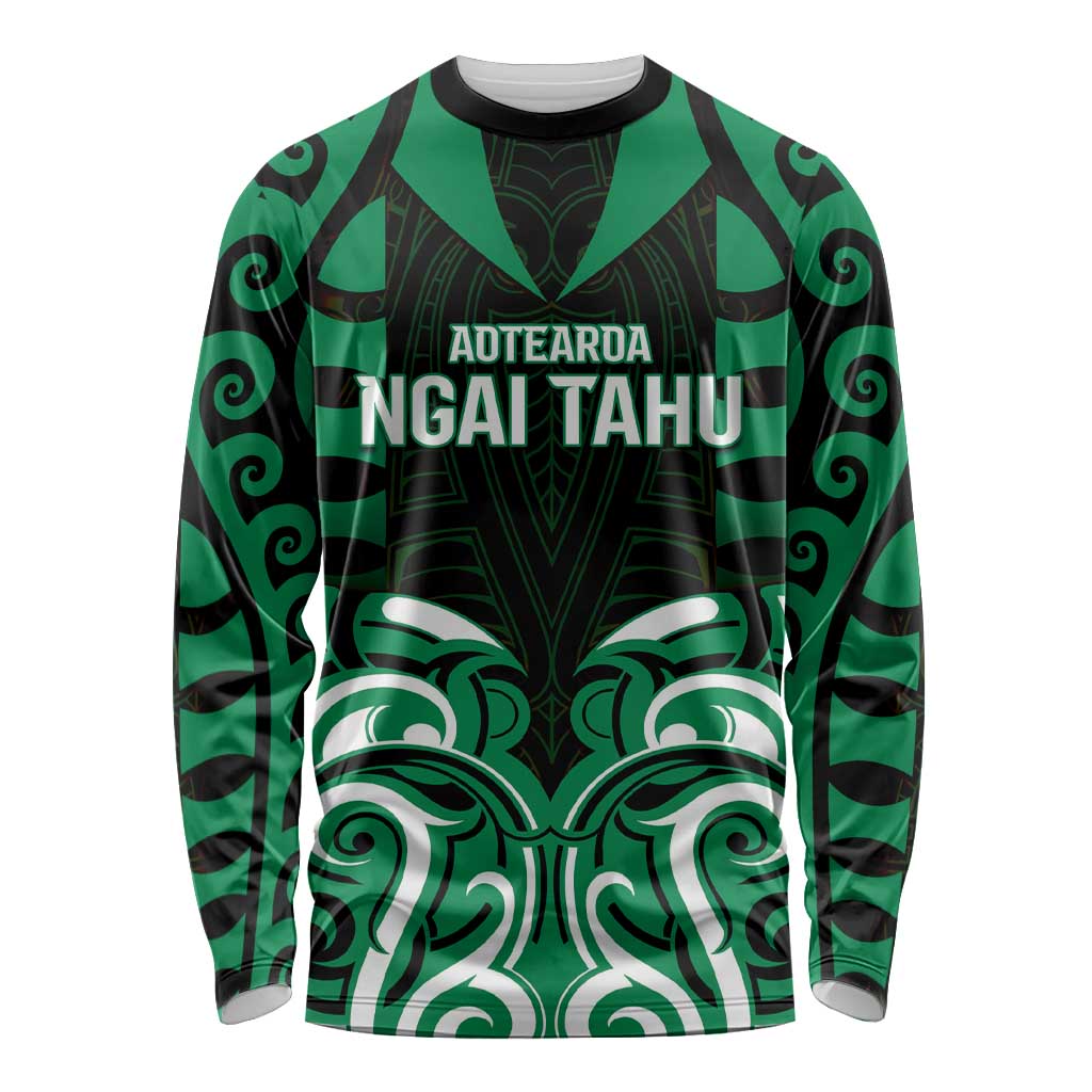 Custom Aotearoa Ngai Tahu Long Sleeve Shirt Maori Pattern New Zealand DT05 Unisex Green - Polynesian Pride