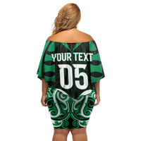 Custom Aotearoa Ngai Tahu Off Shoulder Short Dress Maori Pattern New Zealand - Polynesian Pride