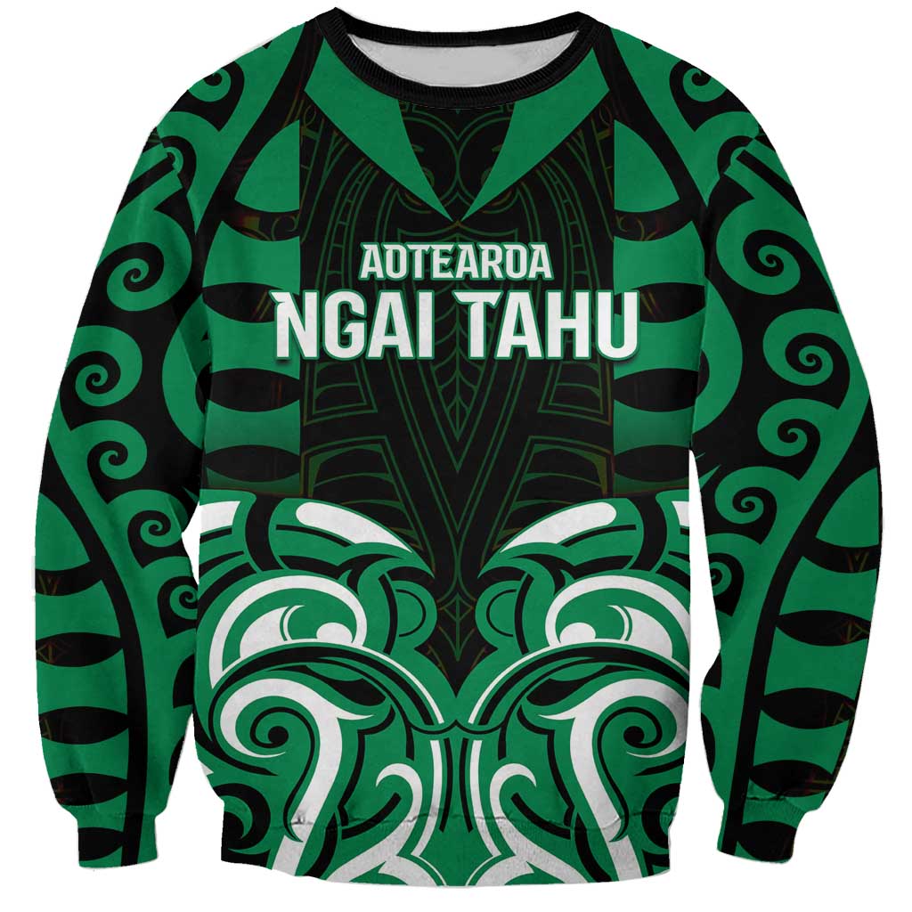 Custom Aotearoa Ngai Tahu Sweatshirt Maori Pattern New Zealand DT05 Unisex Green - Polynesian Pride