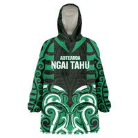 Custom Aotearoa Ngai Tahu Wearable Blanket Hoodie Maori Pattern New Zealand DT05 One Size Green - Polynesian Pride