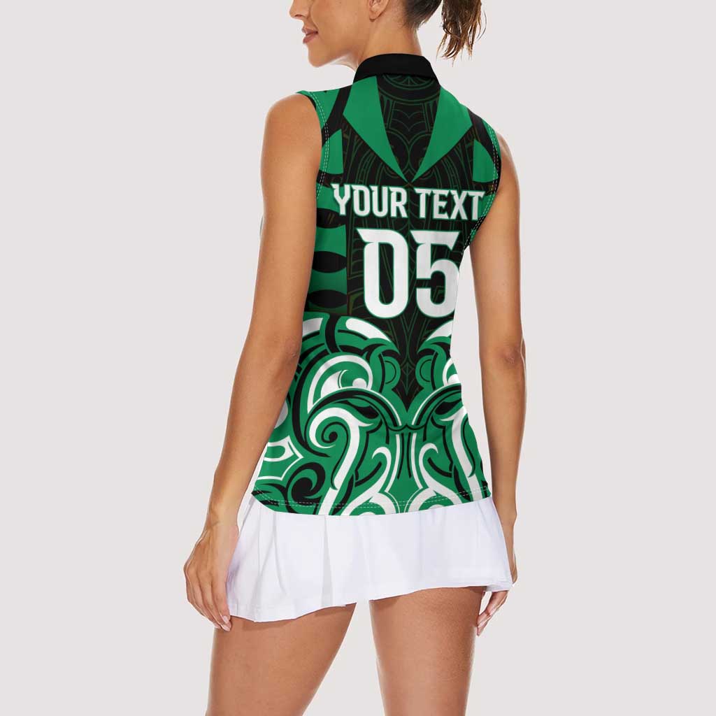 Custom Aotearoa Ngai Tahu Women Sleeveless Polo Shirt Maori Pattern New Zealand - Polynesian Pride