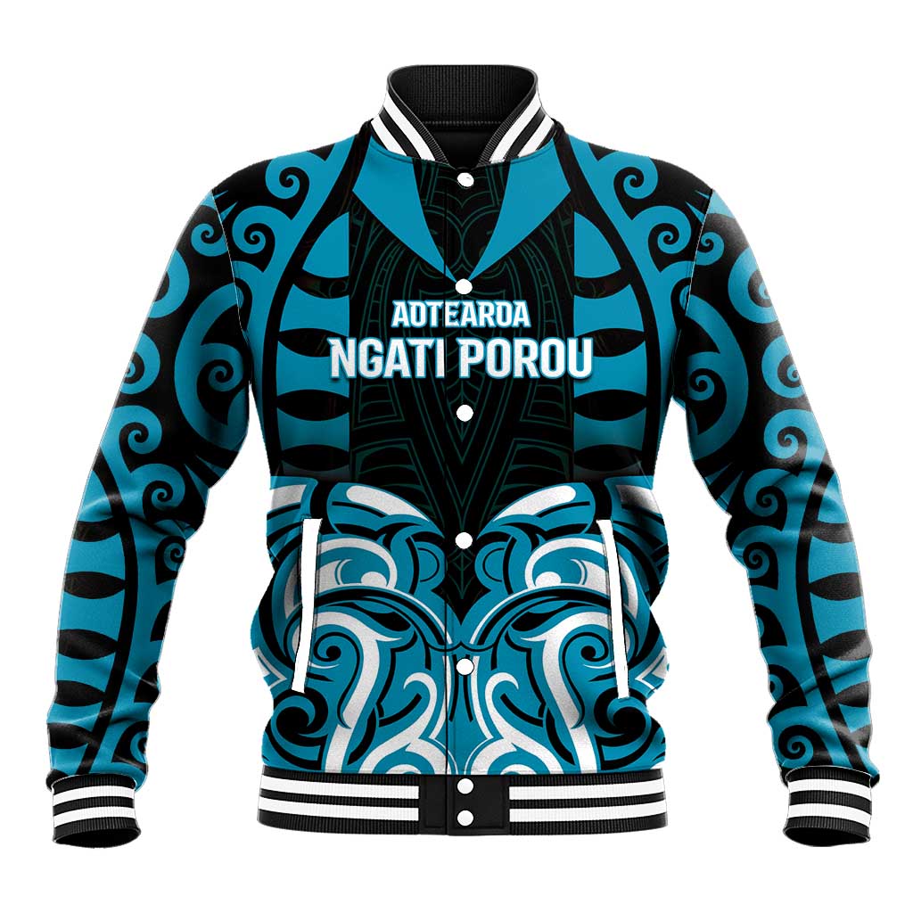 Custom Aotearoa Ngati Porou Baseball Jacket Maori Pattern New Zealand DT05 Unisex Blue - Polynesian Pride