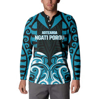 Custom Aotearoa Ngati Porou Button Sweatshirt Maori Pattern New Zealand DT05 - Polynesian Pride