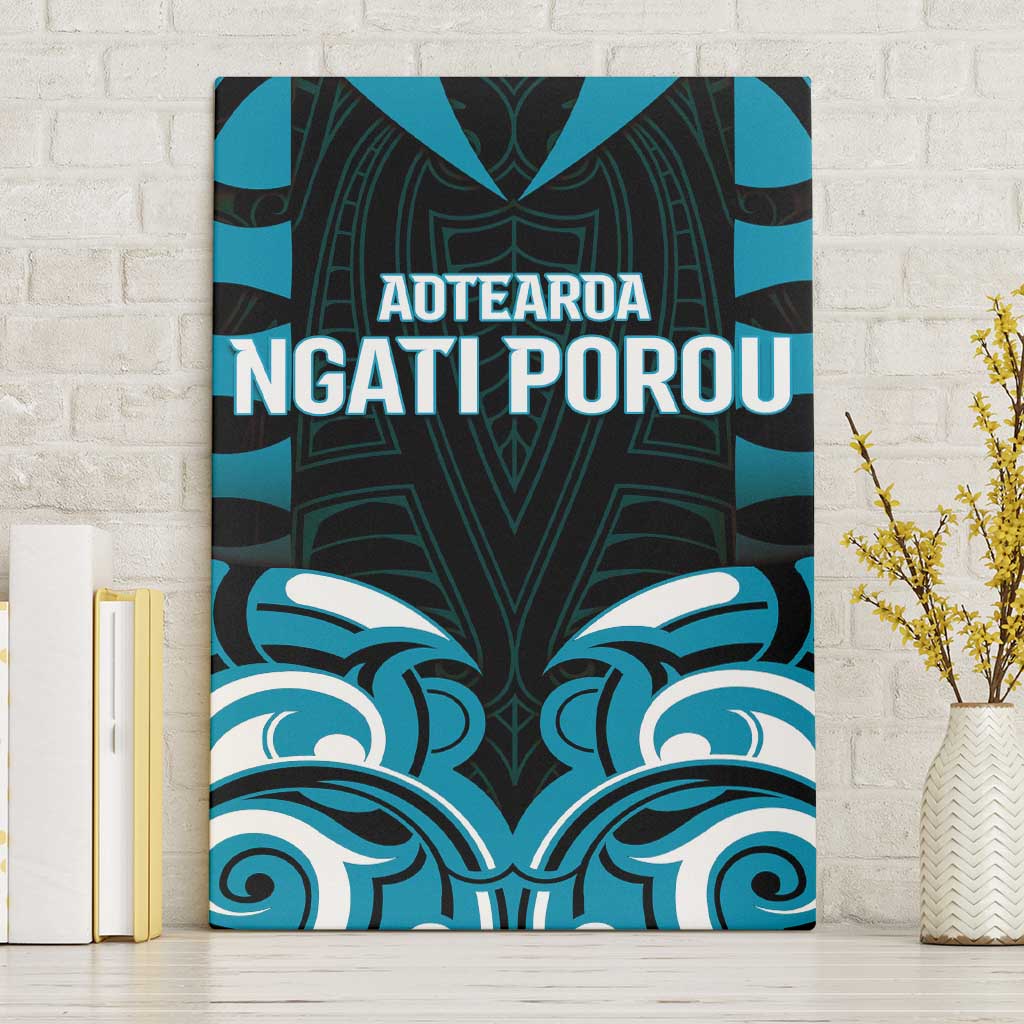 Aotearoa Ngati Porou Canvas Wall Art Maori Pattern New Zealand DT05 Without Frame Blue - Polynesian Pride