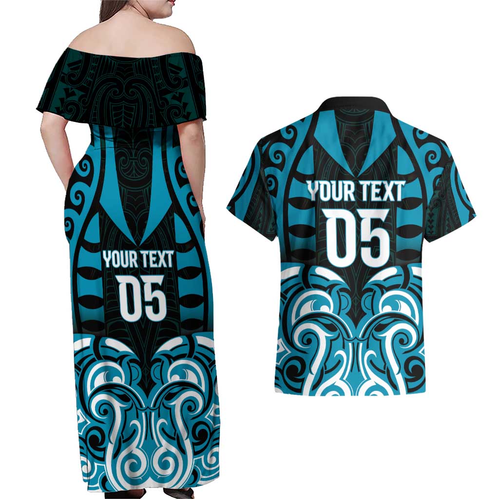 Custom Aotearoa Ngati Porou Couples Matching Off Shoulder Maxi Dress and Hawaiian Shirt Maori Pattern New Zealand - Polynesian Pride