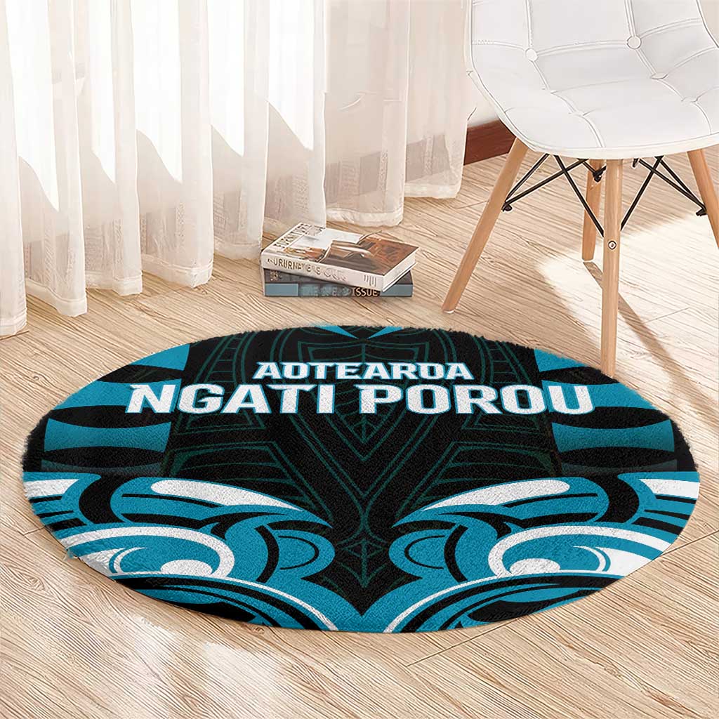 Aotearoa Ngati Porou Round Carpet Maori Pattern New Zealand - Polynesian Pride