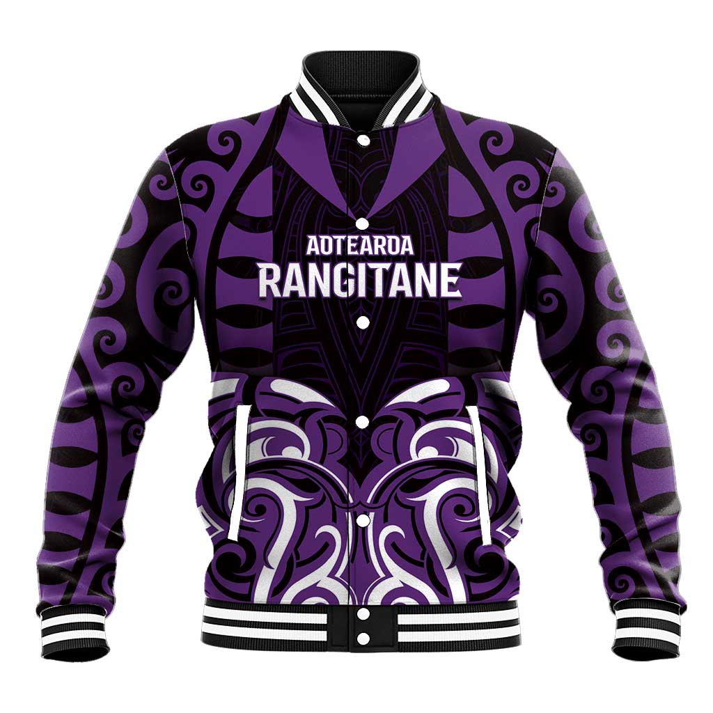 Custom Aotearoa Rangitane Baseball Jacket Maori Pattern New Zealand DT05 Unisex Purple - Polynesian Pride