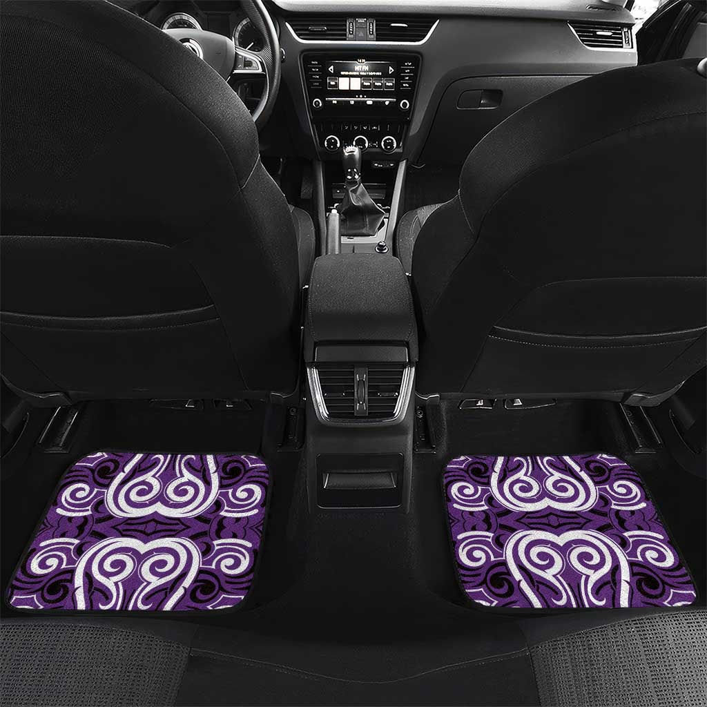 Aotearoa Rangitane Car Mats Maori Pattern New Zealand DT05 Set 2pcs - Back Purple - Polynesian Pride