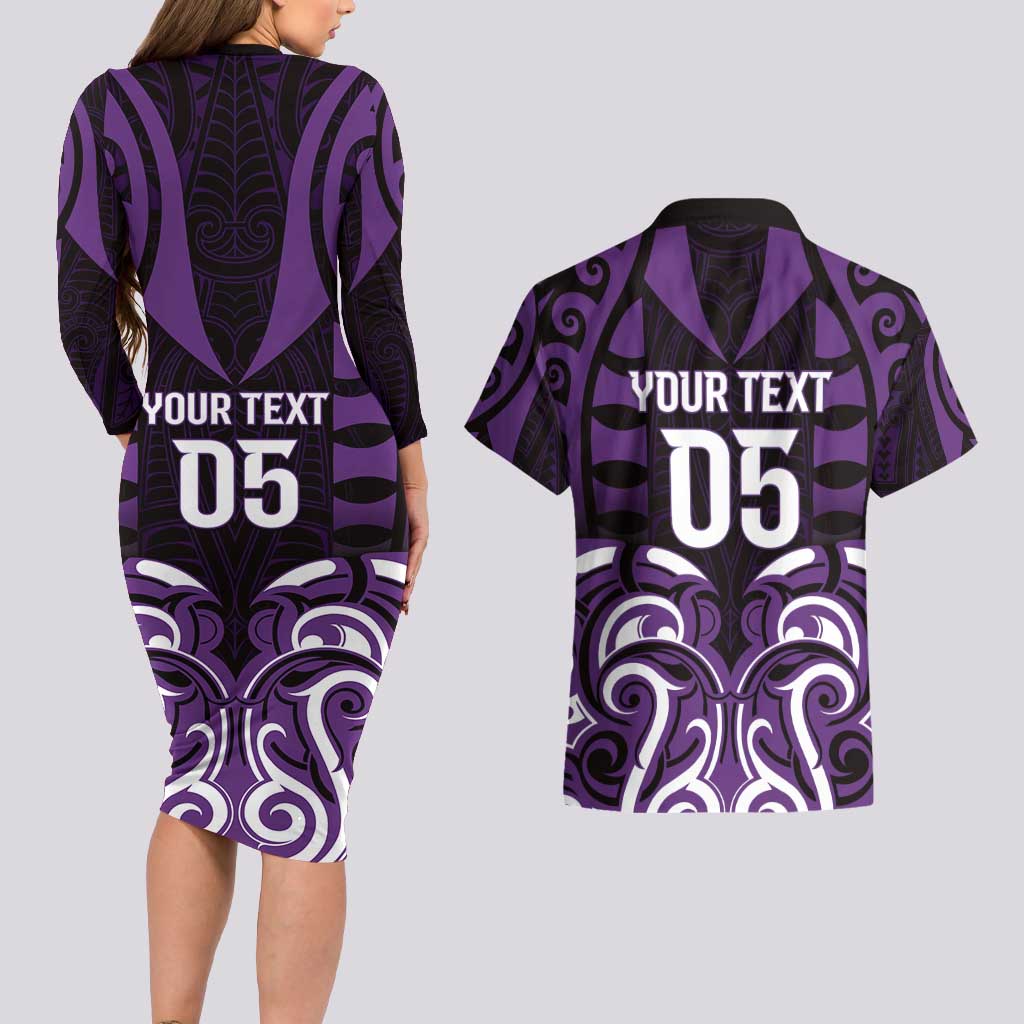 Custom Aotearoa Rangitane Couples Matching Long Sleeve Bodycon Dress and Hawaiian Shirt Maori Pattern New Zealand DT05 - Polynesian Pride
