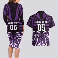 Custom Aotearoa Rangitane Couples Matching Long Sleeve Bodycon Dress and Hawaiian Shirt Maori Pattern New Zealand DT05 - Polynesian Pride