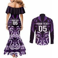 Custom Aotearoa Rangitane Couples Matching Mermaid Dress and Long Sleeve Button Shirt Maori Pattern New Zealand DT05 - Polynesian Pride