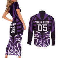 Custom Aotearoa Rangitane Couples Matching Short Sleeve Bodycon Dress and Long Sleeve Button Shirt Maori Pattern New Zealand DT05 - Polynesian Pride