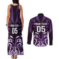 Custom Aotearoa Rangitane Couples Matching Tank Maxi Dress and Long Sleeve Button Shirt Maori Pattern New Zealand DT05 - Polynesian Pride