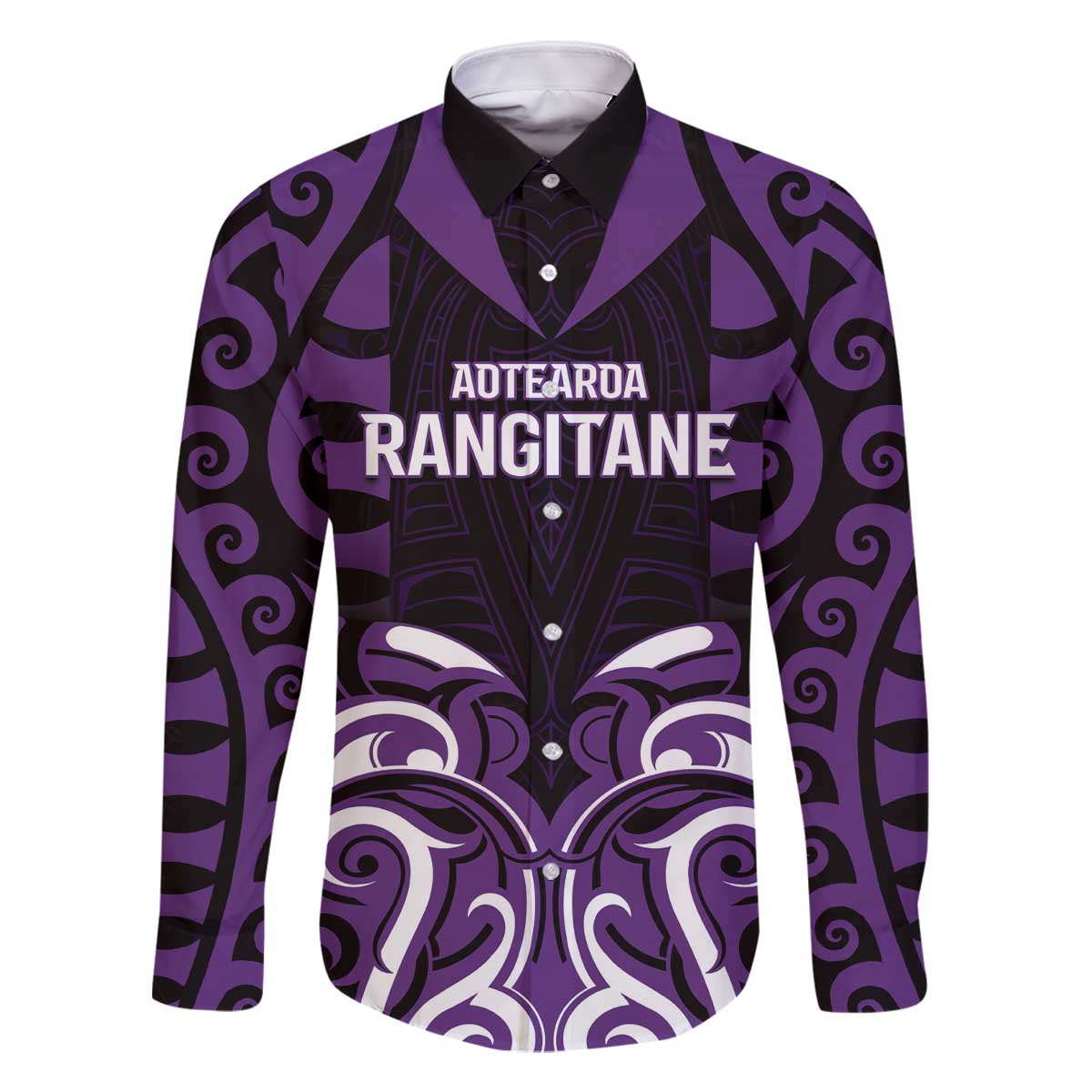 Custom Aotearoa Rangitane Family Matching Off The Shoulder Long Sleeve Dress and Hawaiian Shirt Maori Pattern New Zealand - Polynesian Pride