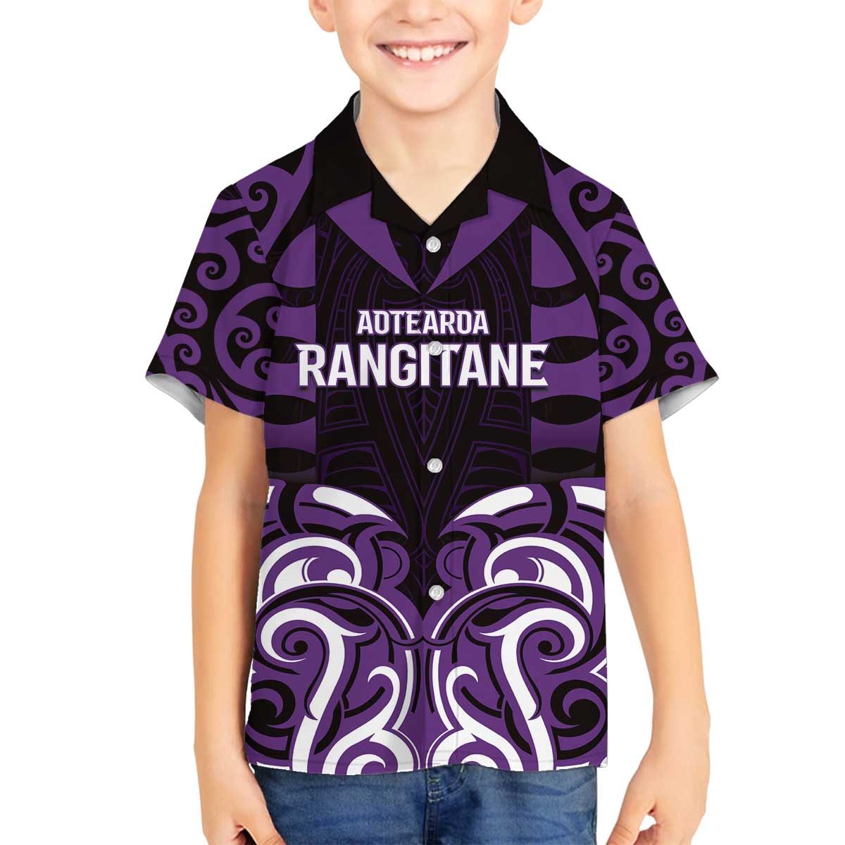Custom Aotearoa Rangitane Family Matching Off The Shoulder Long Sleeve Dress and Hawaiian Shirt Maori Pattern New Zealand - Polynesian Pride