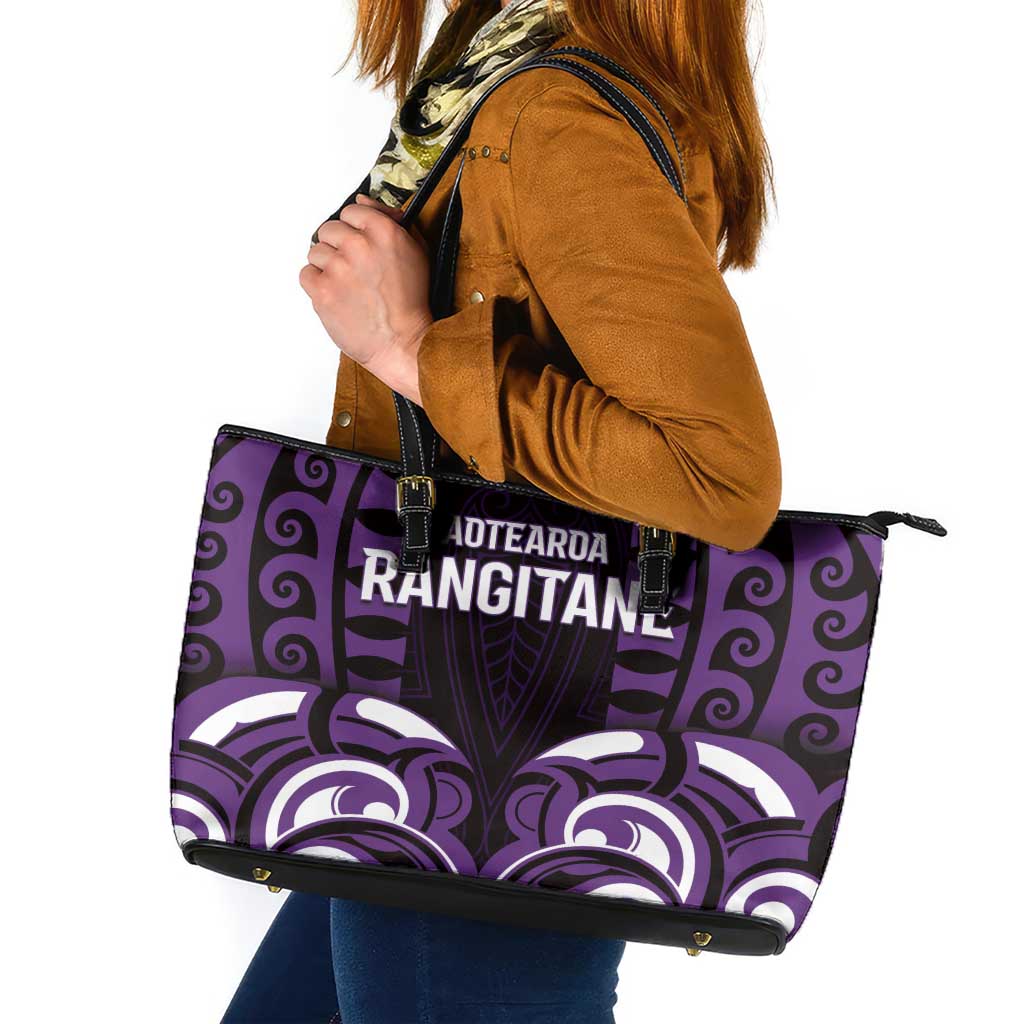 Aotearoa Rangitane Leather Tote Bag Maori Pattern New Zealand - Polynesian Pride