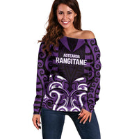 Custom Aotearoa Rangitane Off Shoulder Sweater Maori Pattern New Zealand - Polynesian Pride