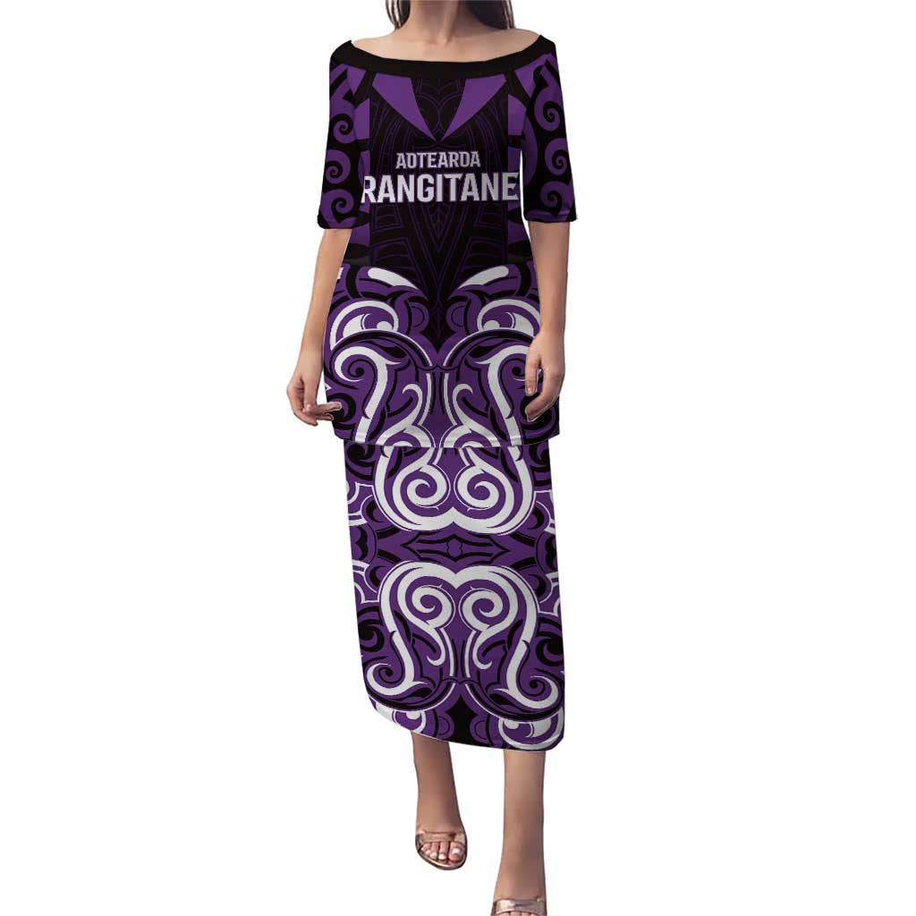 Custom Aotearoa Rangitane Puletasi Maori Pattern New Zealand DT05 Long Dress Purple - Polynesian Pride