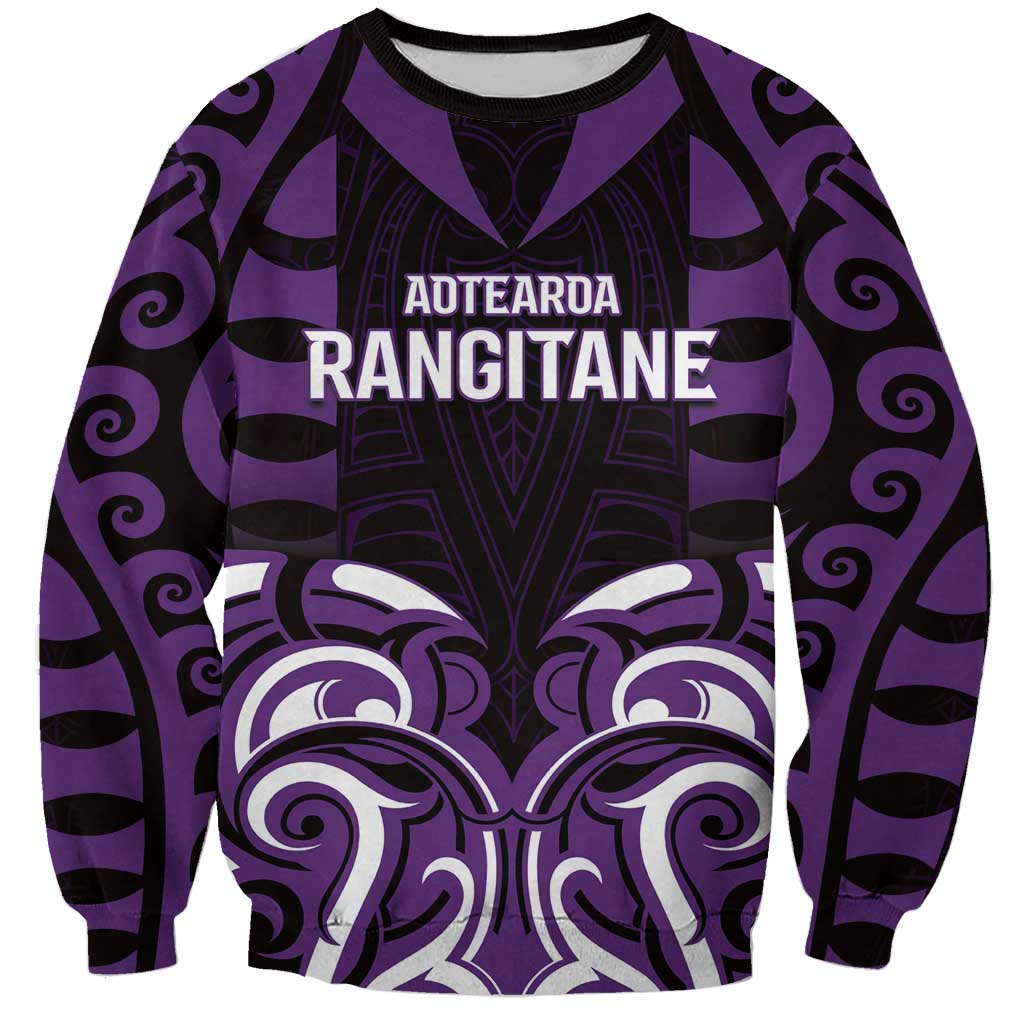 Custom Aotearoa Rangitane Sweatshirt Maori Pattern New Zealand DT05 Unisex Purple - Polynesian Pride