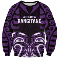 Custom Aotearoa Rangitane Sweatshirt Maori Pattern New Zealand DT05 Unisex Purple - Polynesian Pride