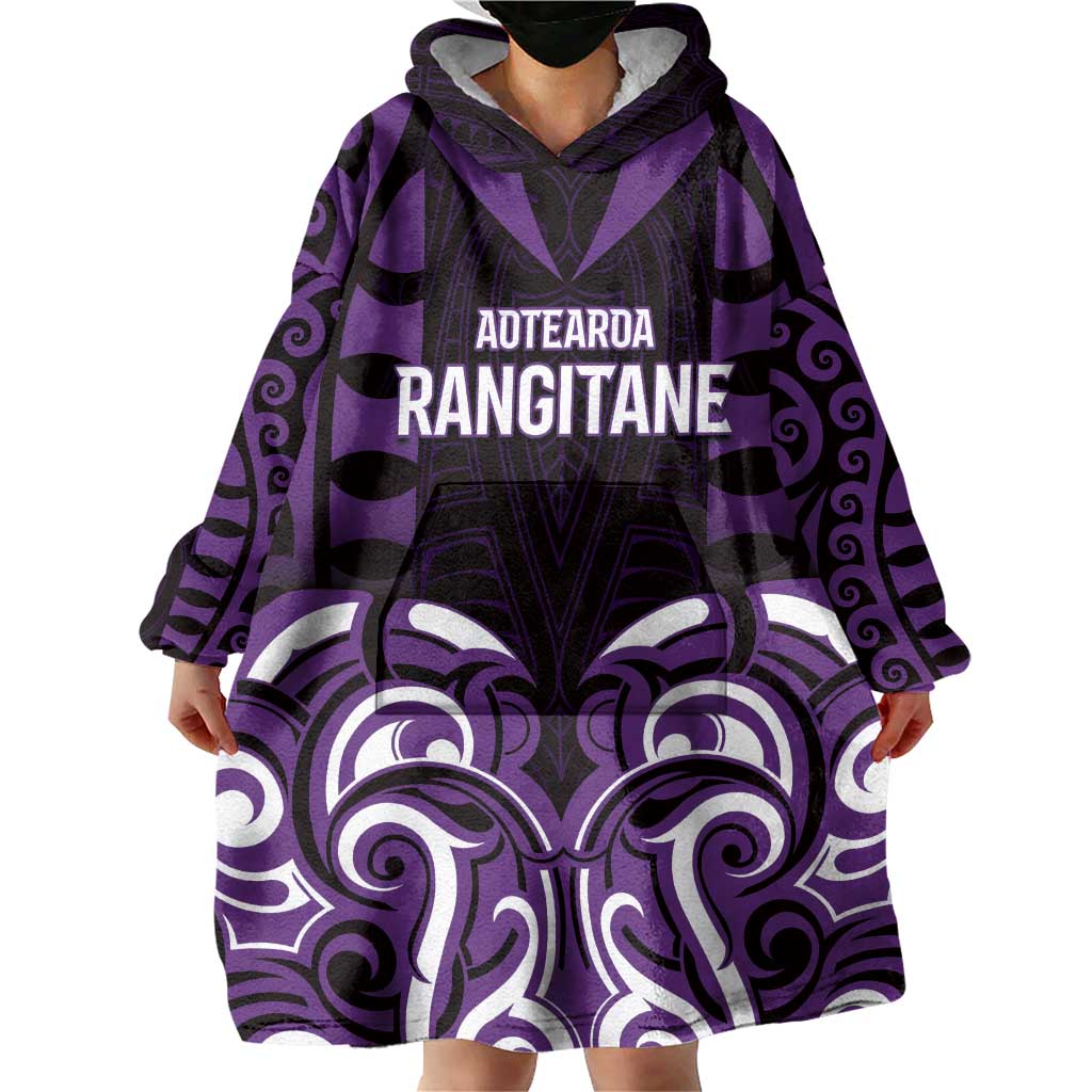 Custom Aotearoa Rangitane Wearable Blanket Hoodie Maori Pattern New Zealand DT05 - Polynesian Pride