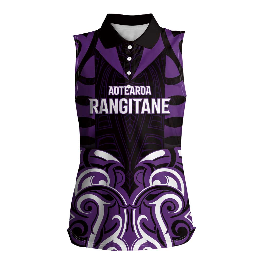 Custom Aotearoa Rangitane Women Sleeveless Polo Shirt Maori Pattern New Zealand - Polynesian Pride