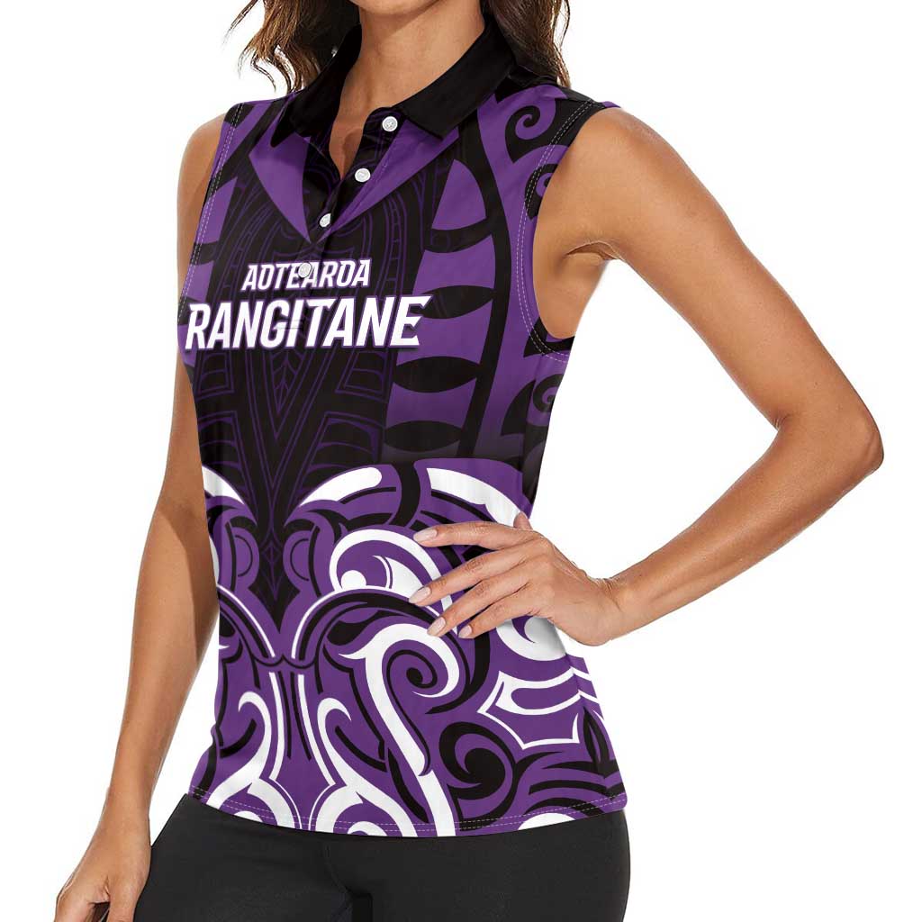 Custom Aotearoa Rangitane Women Sleeveless Polo Shirt Maori Pattern New Zealand - Polynesian Pride
