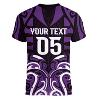 Custom Aotearoa Rangitane Women V-Neck T-Shirt Maori Pattern New Zealand - Polynesian Pride