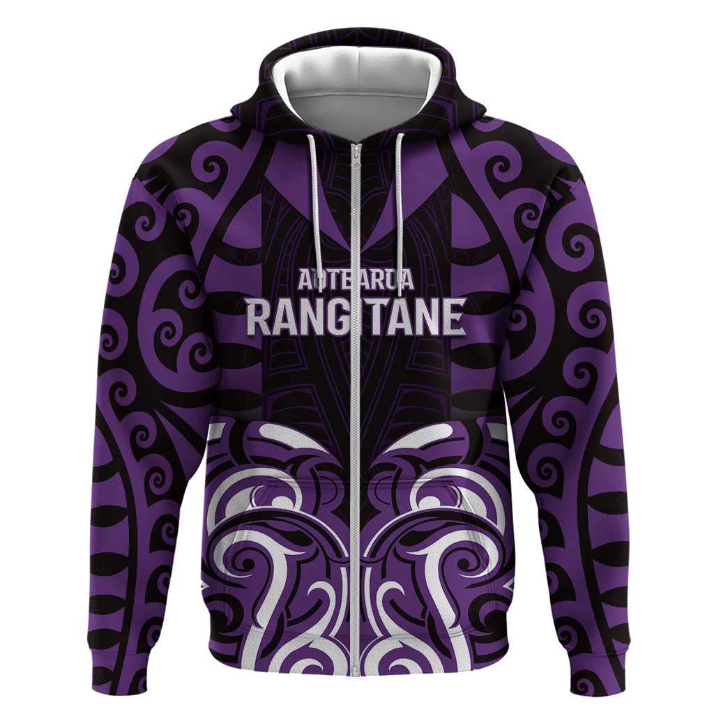 Custom Aotearoa Rangitane Zip Hoodie Maori Pattern New Zealand - Polynesian Pride