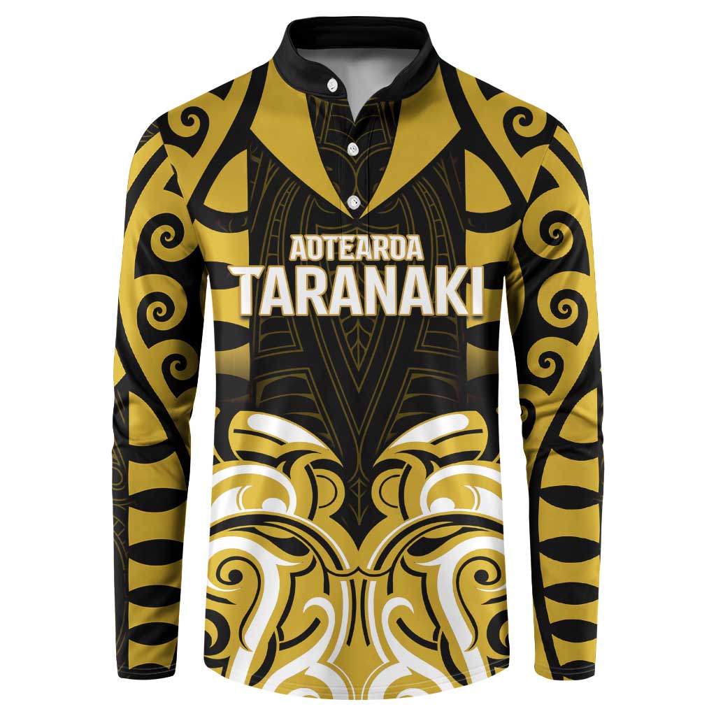 Custom Aotearoa Taranaki Button Sweatshirt Maori Pattern New Zealand DT05 Yellow - Polynesian Pride