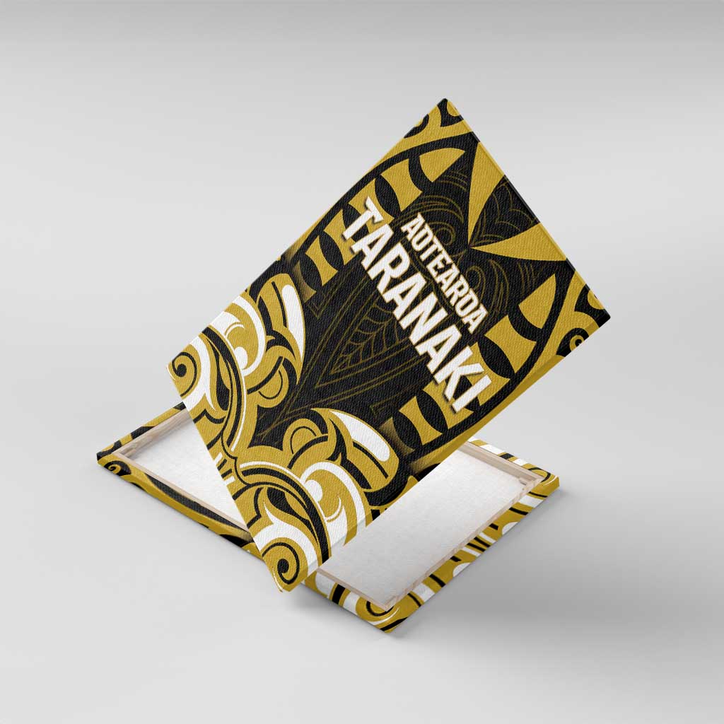 Aotearoa Taranaki Canvas Wall Art Maori Pattern New Zealand DT05 With Frame Yellow - Polynesian Pride