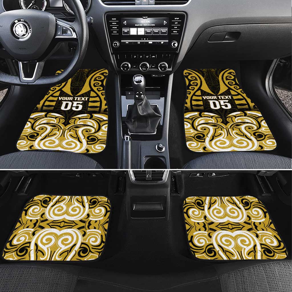 Aotearoa Taranaki Car Mats Maori Pattern New Zealand DT05 Set 4pcs Yellow - Polynesian Pride